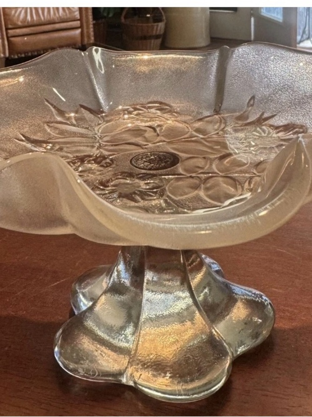 Mikasa Frosted Clear Glass Pedestal Compote